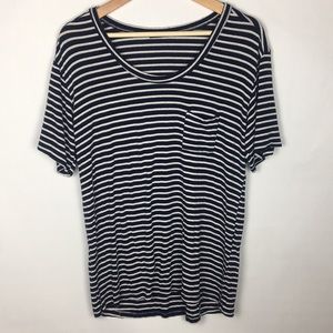 Brandy Melville blue and white short sleeve shirt